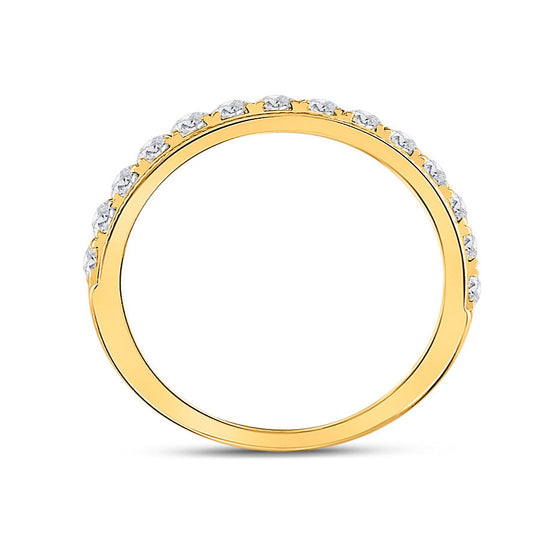 14k Yellow Gold Womens Round Diamond Wedding Single Row Band 3/4 Cttw