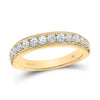 14k Yellow Gold Womens Round Diamond Wedding Single Row Band 3/4 Cttw