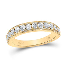  14k Yellow Gold Womens Round Diamond Wedding Single Row Band 3/4 Cttw
