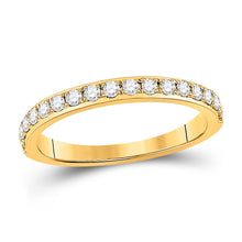  14k Yellow Gold Womens Round Diamond Wedding Single Row Band 1/3 Cttw
