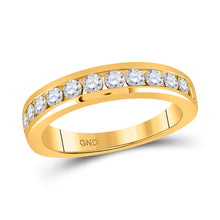  14k Yellow Gold Womens Round Diamond Wedding Single Row Band 3/4 Cttw