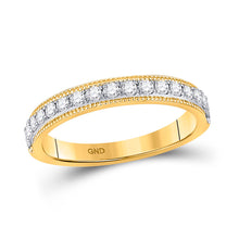  14k Yellow Gold Womens Round Diamond Wedding Single Row Band 1/3 Cttw