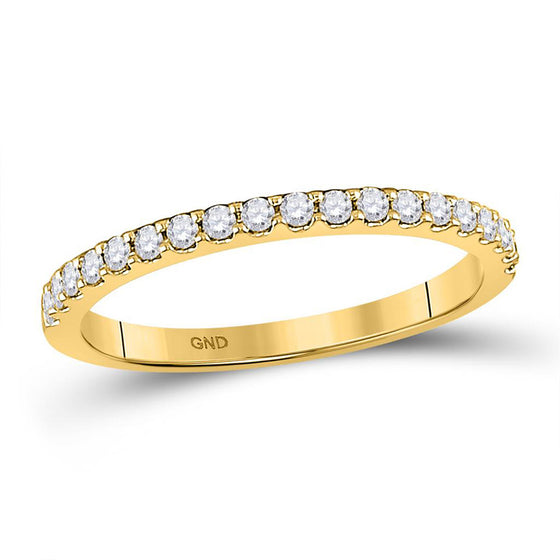 14k Yellow Gold Womens Round Diamond Wedding Single Row Band 1/4 Cttw