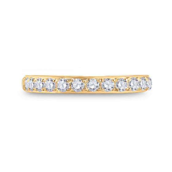 14k Yellow Gold Womens Round Diamond Wedding Single Row Band 1/2 Cttw