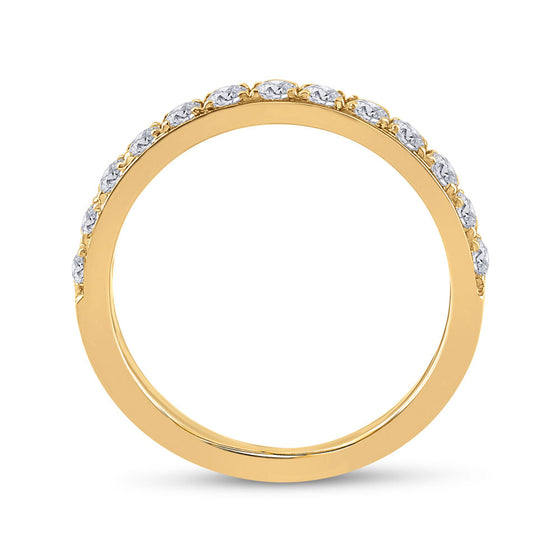 14k Yellow Gold Womens Round Diamond Wedding Single Row Band 1/2 Cttw