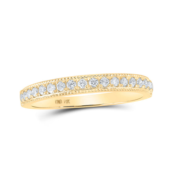 14k Yellow Gold Womens Round Diamond Single Row Band Ring 1/4 Cttw