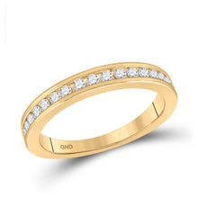  14k Yellow Gold Womens Round Diamond Wedding Single Row Band 1/3 Cttw