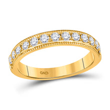  14k Yellow Gold Womens Round Diamond Wedding Band 1/2 Cttw