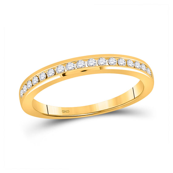 14k Yellow Gold Womens Round Diamond Wedding Single Row Band 1/4 Cttw