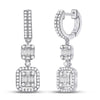 14k White Gold Womens Baguette Diamond Fashion Dangle Earrings 1 Cttw