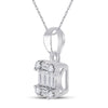 14k White Gold Womens Baguette Diamond Fashion Cluster Pendant 1/5 Cttw