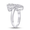 14k White Gold Womens Baguette Diamond Triple Square Cluster Ring 5/8 Cttw