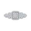 14k White Gold Womens Baguette Diamond Square Cluster Ring 1/2 Cttw