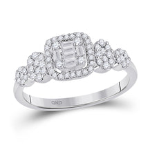  14k White Gold Womens Baguette Diamond Square Cluster Ring 1/2 Cttw
