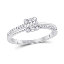  14k White Gold Womens Baguette Diamond Square Cluster Ring 1/4 Cttw