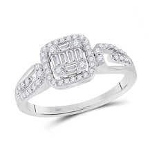 14k White Gold Womens Baguette Diamond Fashion Cluster Ring 3/8 Cttw