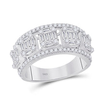  14k White Gold Womens Baguette Diamond Fashion Band Ring 1-1/4 Cttw