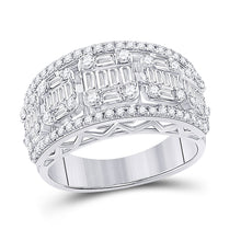  14k White Gold Womens Baguette Diamond Fashion Band Ring 1-1/4 Cttw