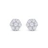 10k White Gold Womens Round Diamond Cluster Earrings 1/6 Cttw