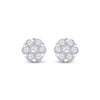 14k White Gold Womens Round Diamond Flower Cluster Earrings 1-1/5 Cttw