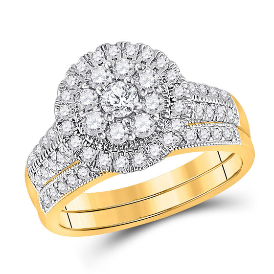 14k Yellow Gold Pear Diamond Bridal Wedding Ring Band Set 2 Cttw