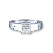  14k White Gold Womens Princess Diamond Cluster Ring 1/5 Cttw
