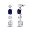 14k White Gold Womens Emerald Blue Sapphire Diamond Dangle Earrings 2 Cttw