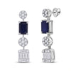 14k White Gold Womens Emerald Blue Sapphire Diamond Dangle Earrings 2 Cttw