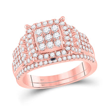  14k Rose Gold Round Diamond Bridal Wedding Ring Band Set 1 Cttw