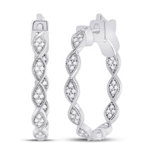  14k White Gold Womens Round Diamond Fashion Hoop Earrings 5/8 Cttw