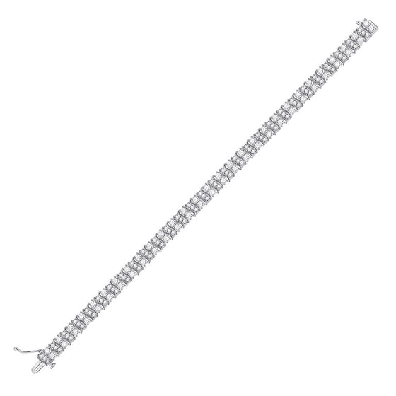 14k White Gold Womens Round Diamond Tennis Bracelet 5 Cttw
