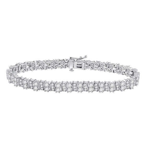 14k White Gold Womens Round Diamond Tennis Bracelet 5 Cttw