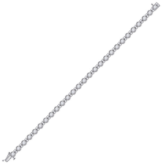 14k White Gold Womens Round Diamond Statement Tennis Bracelet 4 Cttw