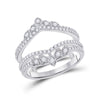 14k White Gold Womens Round Diamond Wedding Wrap Ring Guard Enhancer 5/8 Cttw