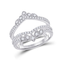  14k White Gold Womens Round Diamond Wedding Wrap Ring Guard Enhancer 5/8 Cttw