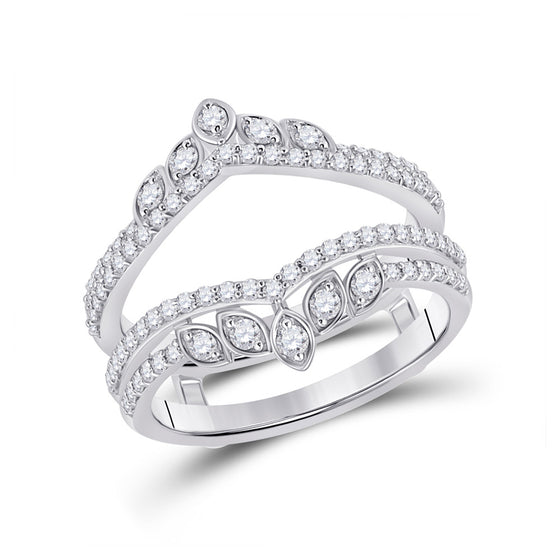 14k White Gold Womens Round Diamond Wedding Wrap Ring Guard Enhancer 5/8 Cttw