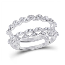  14k White Gold Womens Round Diamond Wedding Wrap Wrap Ring Guard Enhancer 3/8 Cttw
