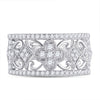 14k White Gold Womens Round Diamond Filigree Fashion Ring 5/8 Cttw