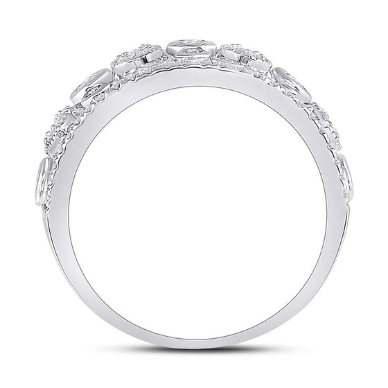 14k White Gold Womens Round Diamond Scroll Cluster Band Ring 5/8 Cttw