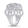 14k White Gold Womens Round Diamond Woven Fashion Ring 5/8 Cttw