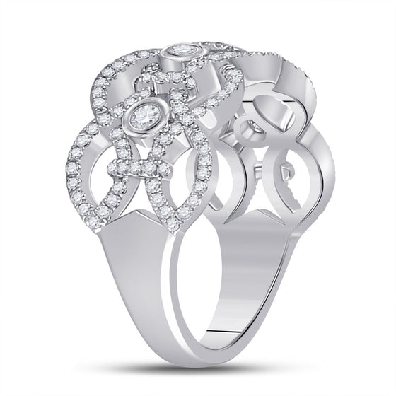 14k White Gold Womens Round Diamond Woven Fashion Ring 5/8 Cttw