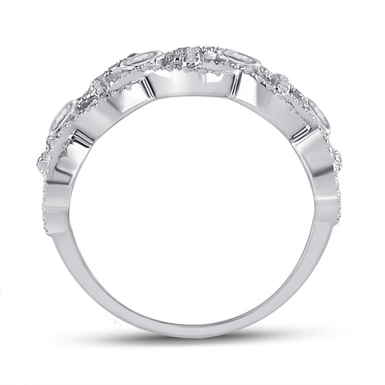 14k White Gold Womens Round Diamond Woven Fashion Ring 5/8 Cttw