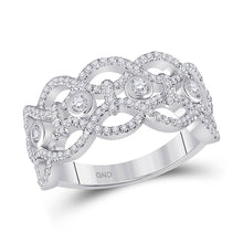  14k White Gold Womens Round Diamond Woven Fashion Ring 5/8 Cttw