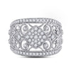 14k White Gold Womens Round Diamond Filigree Fashion Ring 3/4 Cttw
