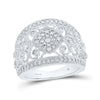 14k White Gold Womens Round Diamond Filigree Fashion Ring 3/4 Cttw