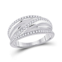  10k White Gold Womens Round Diamond Band Ring 1/3 Cttw