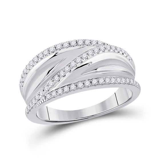10k White Gold Womens Round Diamond Band Ring 1/3 Cttw