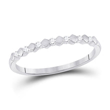 14k White Gold Womens Round Diamond Stackable Band Ring 1/10 Cttw