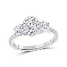  14k White Gold Oval Diamond 3-stone Bridal Wedding Engagement Ring 1-1/5 Cttw