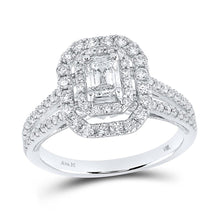 14k White Gold Emerald Diamond Halo Bridal Wedding Engagement Ring 1 Cttw